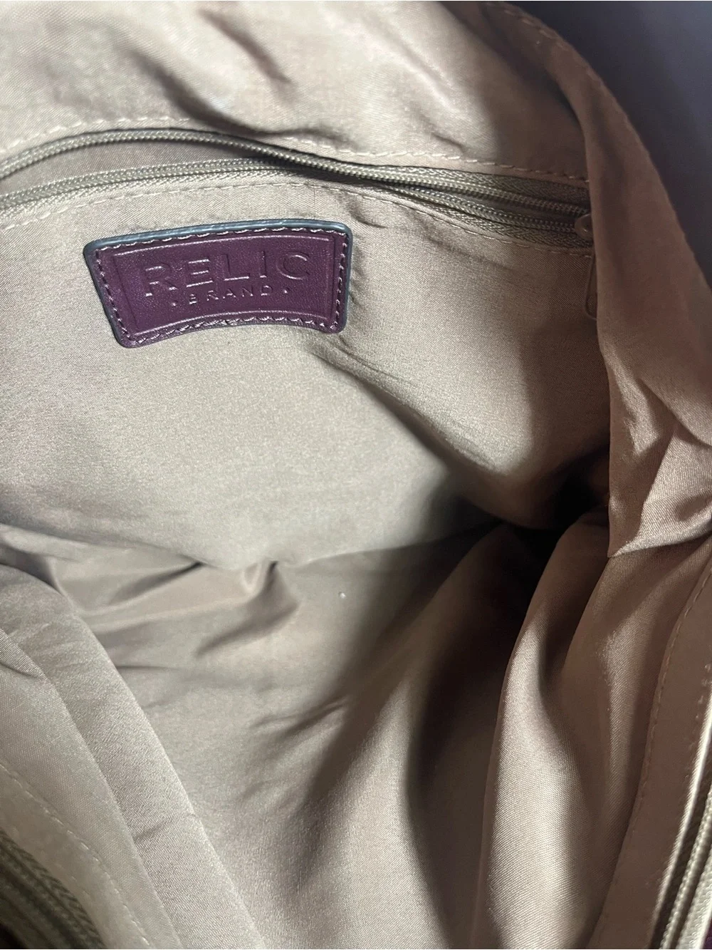 Relic Leather Tote Bag in Deep Plum with silver hardware